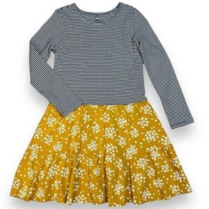 Tea‎ Collection Striped Floral Tiered Skirted Twirl Dress Girls 8 Mixed Media